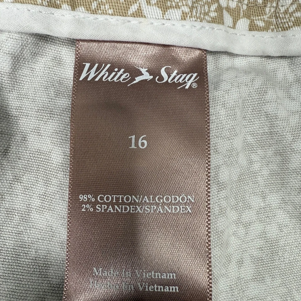 Bermudas cortas blancas ciervo para mujer talla 16 beige/blanco florales algodón/spandex Foto 3 de 4