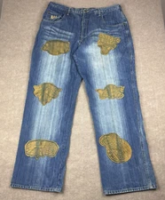 Vtg UNK x NBA Jeans Team Patch Logo 40X36 Hip Hop Grunge Baggy Y2K Streetwear