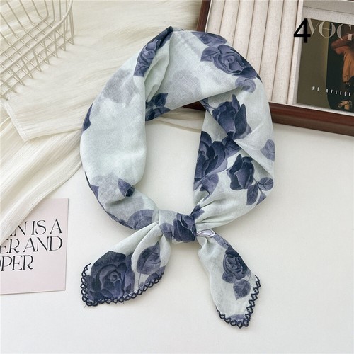 68*68cm Cotton Linen Square Neckerchief DIY Flower Printed Bandanas Hair Scarf ✨ - Picture 13 of 43