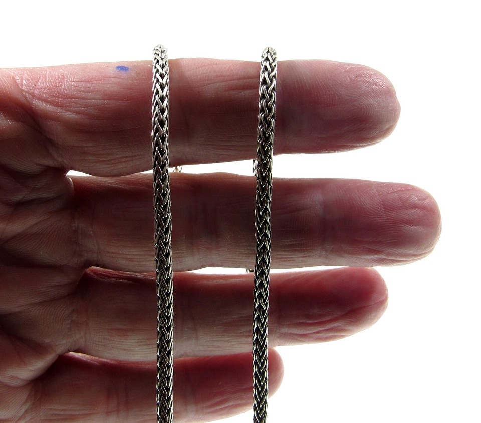3MM Handmade Solid 925 Sterling Silver Balinese FOXTAIL Chain/Necklace ...