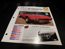 1967-1971 De Tomaso Mangusta Spec Sheet Brochure Photo Poster 68 69 70