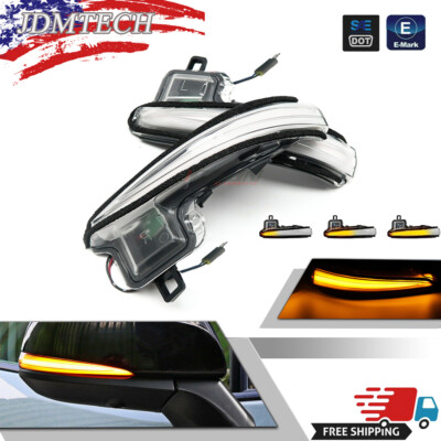 2x Sequential LED Side Mirror Turn Signal Lights Clear For Toyota Rav4 2019-2023