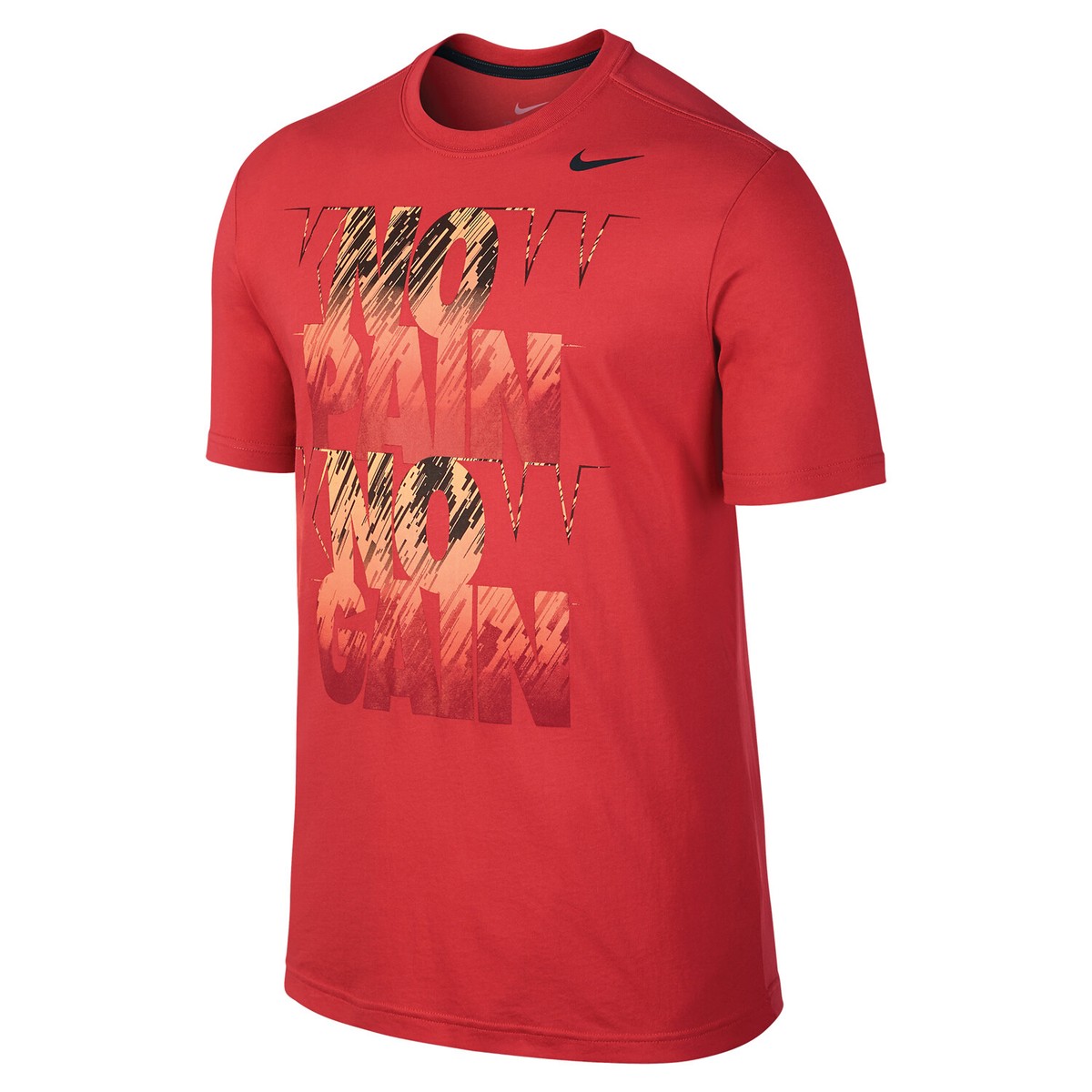 Nike Know Pain No Gain Dri-FIT T-Shirt, Red Orange, Large