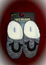 True Religion FINEFAUXWOOL Gray Slippers HORSESHU STITCH New size LARGE 12