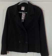 Kim & Co Ponte Crepe Double Breasted Blazer In Black Size Small Bnwt