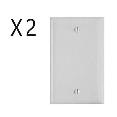 2 Pack Lot - Single Gang 1-Gang Blank Wall Face Plate Outlet Switch Cover White