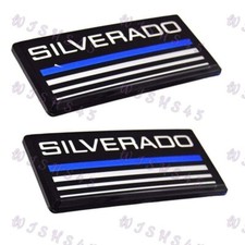 Cab Emblems 3d Badge Side Roof Pillar Decal Plate For Chevy Silverado Blue X2