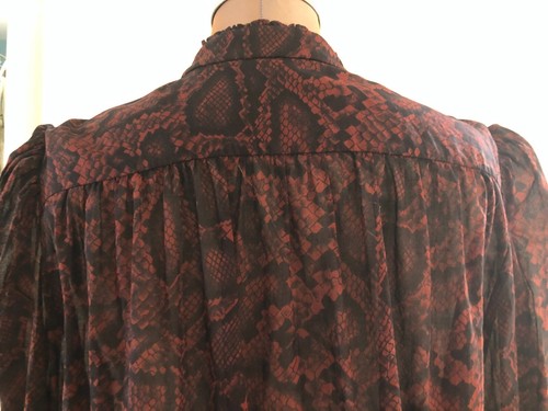 ALLSAINTS Blouse Leonie Stanza Snake Print Sheer Long Sleeve Burgundy Red Sz 14 - Picture 13 of 19