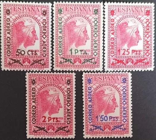 Edifil 782-786 sello España 1938 C v.cat de original 150 Montserrat
