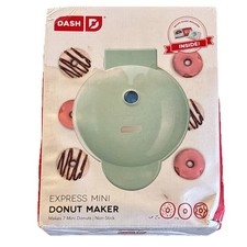 NEW - DASH Mini Donut Maker Machine w/ Non-stick Surface, Makes 7 Doughnuts Aqua