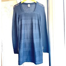 M Missoni Black Textured Knit Sheer Top Long Sleeve Shift Dress EU 38