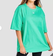 Adidas Originals Trefoil T Shirt Women's Boyfriend Style Tee Green L Oversized