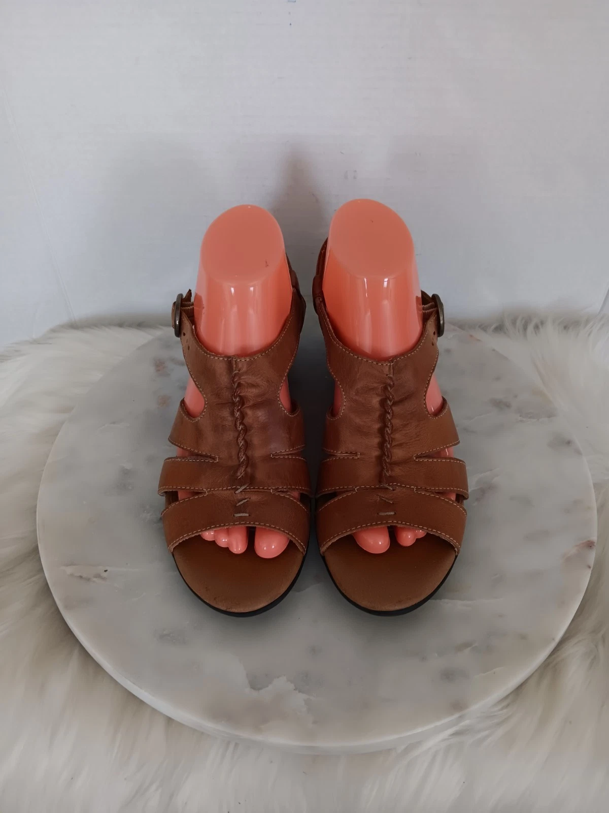 Sandali Clarks Bendables donna taglia 8M slingback pelle cinturino punta aperta marrone