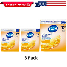 3 Pack Dial Gold Antibacterial Deodorant Bar Soap Advanced Clean 4oz 12 Bars