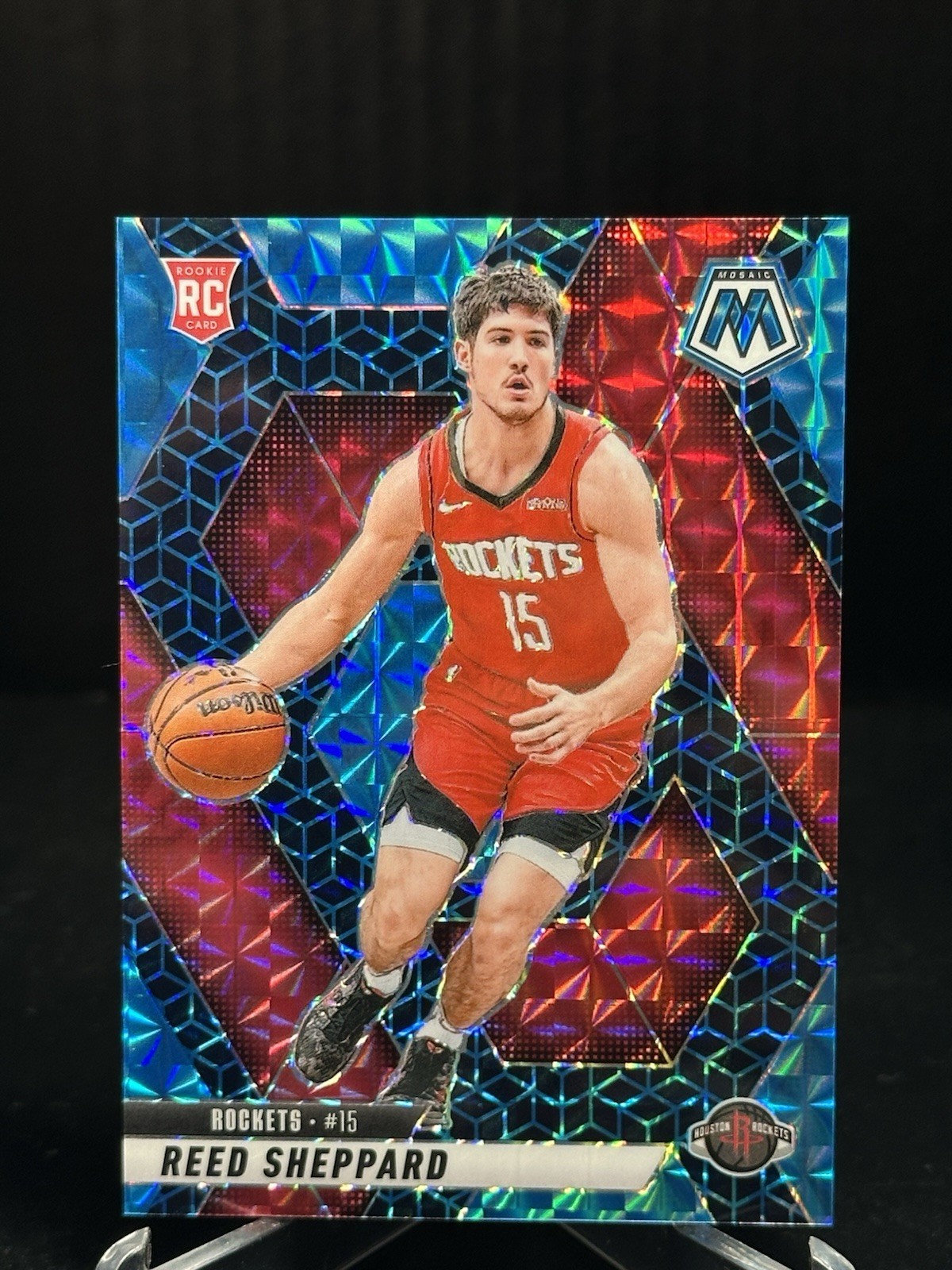 2024 Mosaic REED SHEPPARD Spectris Blue FOTL /25 Rookie Rockets #249