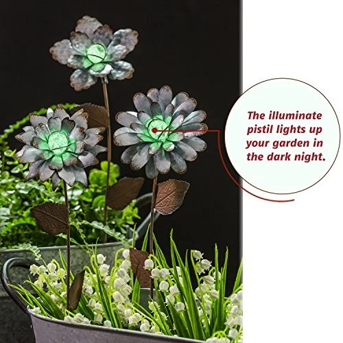 Estaca de jardín floral galvanizada al aire libre que brilla en la oscuridad selección de plantas a prueba de agua Foto 4 de 4