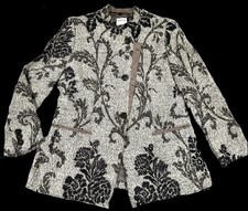 VTG Giorgio Armani Women's Gray Floral Jacquard Wool Blend Blazer Jacket-Sz 50