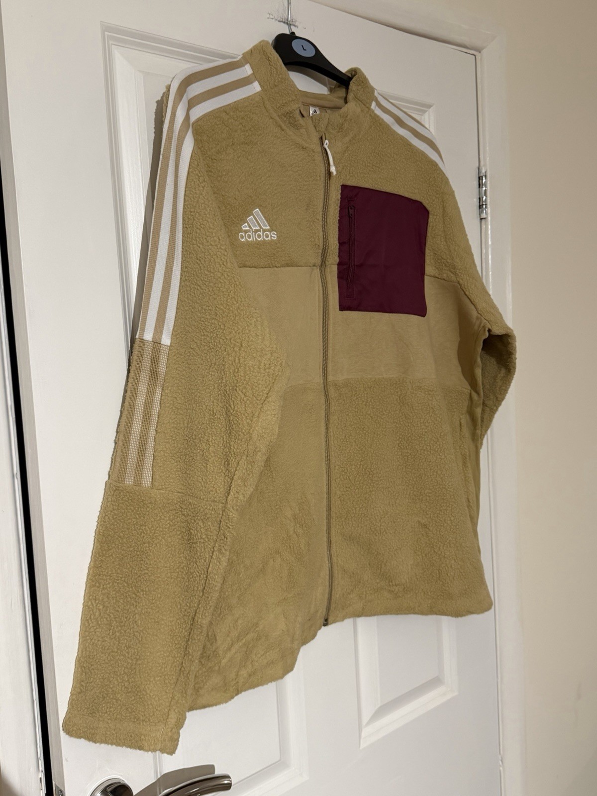 Adidas Brown Tan Fleece Jacket Full Zip Men’s Size XXL Used Item image 2