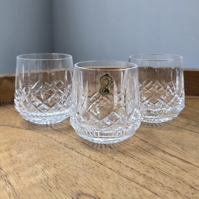 Waterford Crystal Lismore Roly Poly Whiskey Old Fashioned Glasses Ireland Set 3