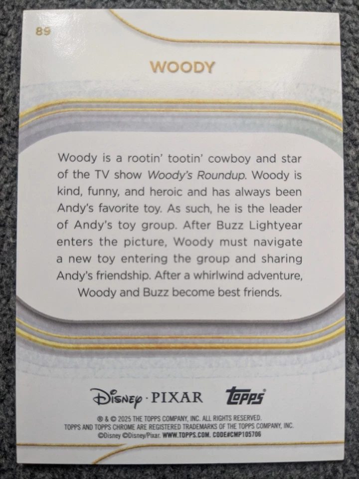 2025 TOPPS CHROME DISNEY WOODY AQUA MINI-DIAMONDS REFRACTOR#89#D066/199 - Image 2 of 2