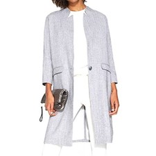 Halston Heritage Gray Textured Long Coat Jacket Size S