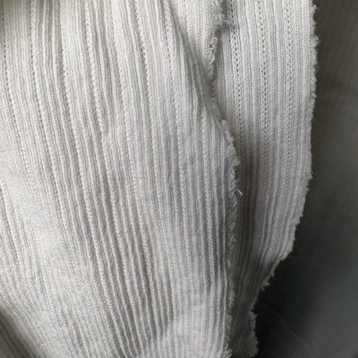 3 1/2 Yds White Rib Knit Fabric 44  W med. Wt. Vertical Ribbed Cotton Blend.