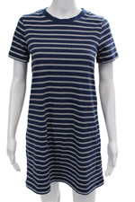 Madewell Womens Cotton Striped Short Sleeve T-Shirt Dress Blue Size XS