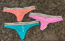 Victoria's Secret Lace Floral Thong Panties 3 Multicolor Women's M NWT