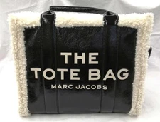 MARC JACOBS fur tote bag black 15.7 inches