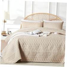 King Size Quilt Bedding Set,Beige Lightweight Microfiber King/Cal 9h-beige