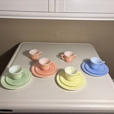14 Piece Hazel Atlas Pastel Dishes Little Hostes Party Set Play Depression Glass
