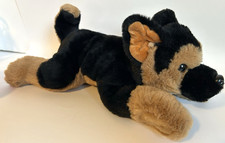 FAO Schwarz German Shepherd Plush Puppy Dog Stuffed Animal Black Brown 14"