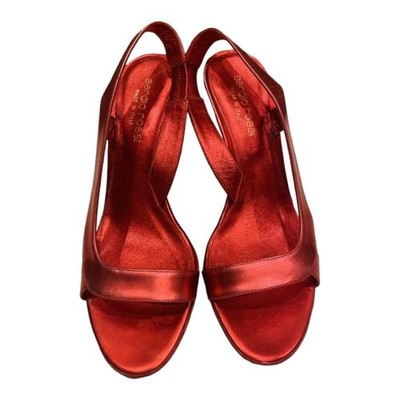 Rare Sergio Rossi Red Leather Pumps Heels Size 34.5 EU / 4.5 US - Pre-owned