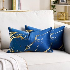 Navy Blue Decorative Couch Pillow Covers 12x20 20 x 12 Pack of 2 ,
