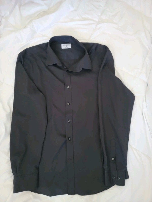 Jekaoyi Men's Black Dress Shirt Slim Fit Men's Medium