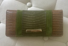 Brahmin Ady Samba Multitexture Slim Bifold Leather Wallet Brown Green