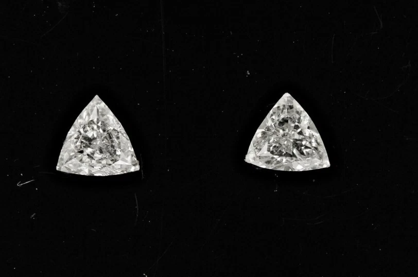 4.1 Carat Pair Loose CVD Lab-Grown Trillion Diamond D IF Clarity Certified 5NSF - Image 2 of 2