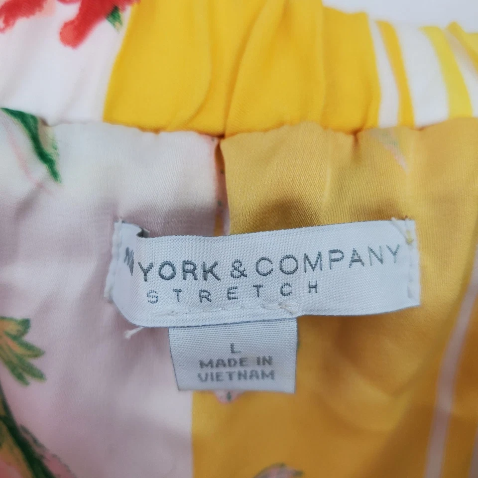 New York & Company Yellow Floral Print Women's Maxi Off The Shoulder Dress Large - Image 3 of 4