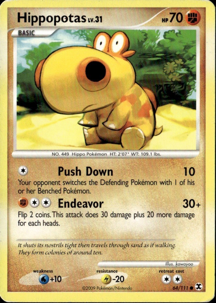 Hippopotas Common Rising Rivals 64/111 Fighting Pokemon Card