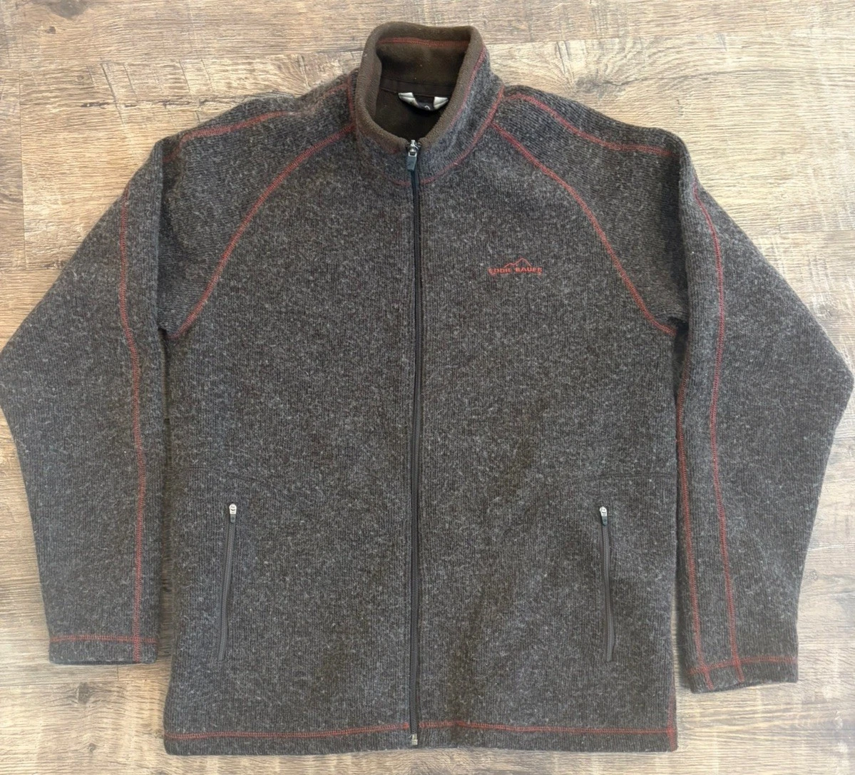 Men’s Large, Eddie Bauer Wool Blend Full Zip Brown Jacket￼