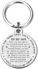 Inspirational Son Keychain - to My Son Gifts from Mom Dad - Son Graduation Gift