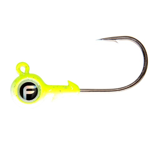 Fathom JH04-1/8-CHRT Bug Eye JigHead 1/8oz Chartreuse, 4 pack