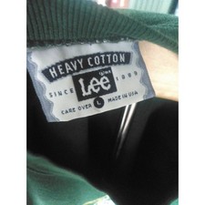 Vintage Lee Heavy Cotton Sweatshirt Lg Green Embroidered Cottagecore made in USA