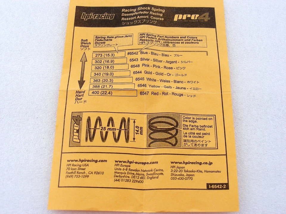 Vintage HPI 6544 Hot-Bodies HB Cyclone PRO4 Nitro RS4 GOLD Race Springs 2pcs NEW - Image 4 of 4