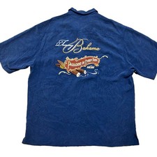 Tommy Bahama Cigar Shop "Paradise in Every Puff" Shirt Men s XL Blue Button Up