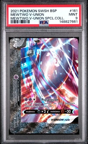 2021 POKEMON SWSH BLACK STAR PROMO #161 MEWTWO V-UNION PSA 9