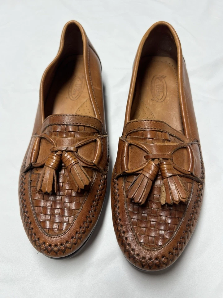 Par de mocasines sin cordones de cuero marrón Bert Pulitzer para hombre talla 10D Foto 2 de 4