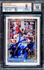 Shaquille O'Neal Hand Signed Auto 1992-93 Topps RC 362 BAS 8 Card GM 10 Auto 
