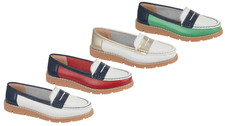 Women's Jo & Joe Loafer Size 4-8 Leather Summer Comfort Moccasin Boat Shoe
