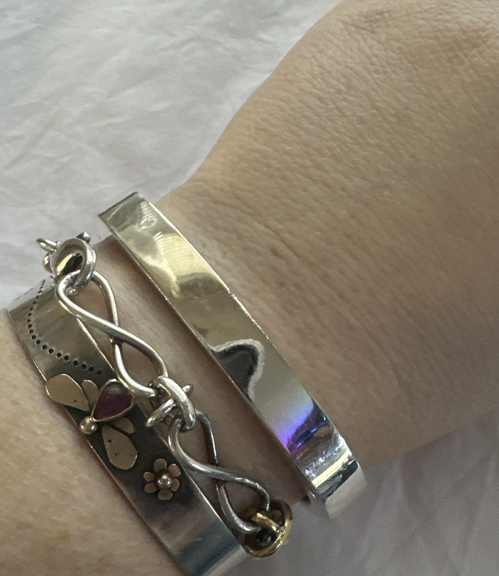 Sterling Silver Rounded Square Bangle Bracelet - image 6